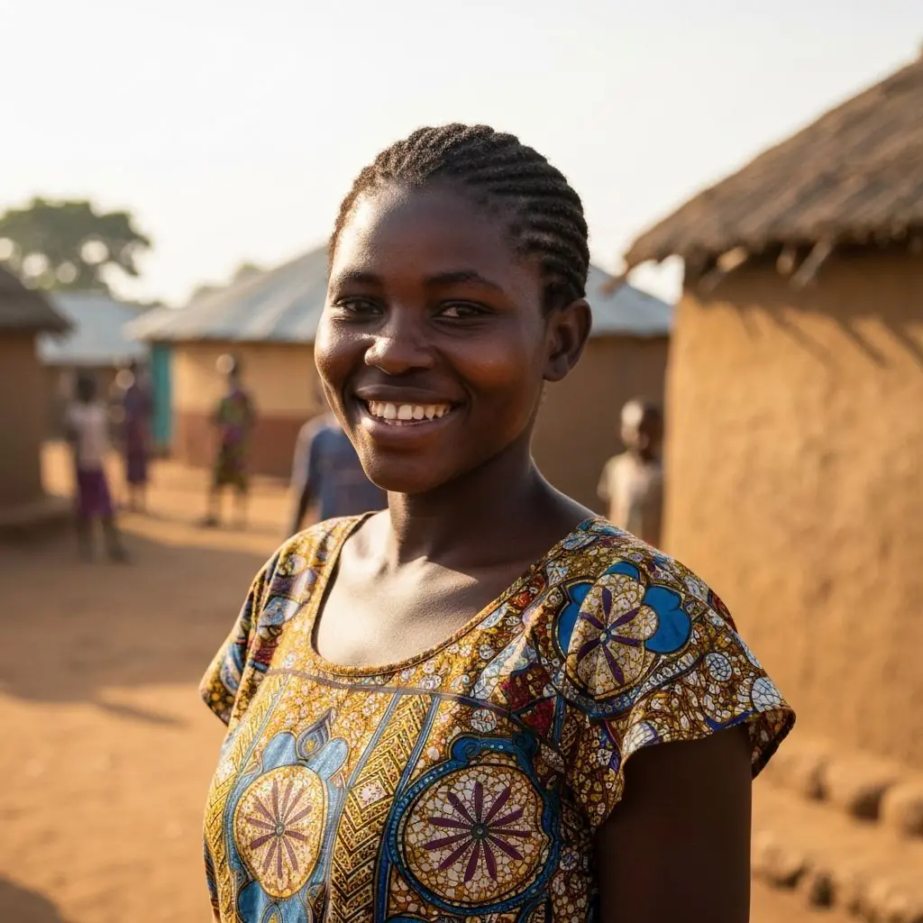 Femme africaine souriante avec une peau eclatante