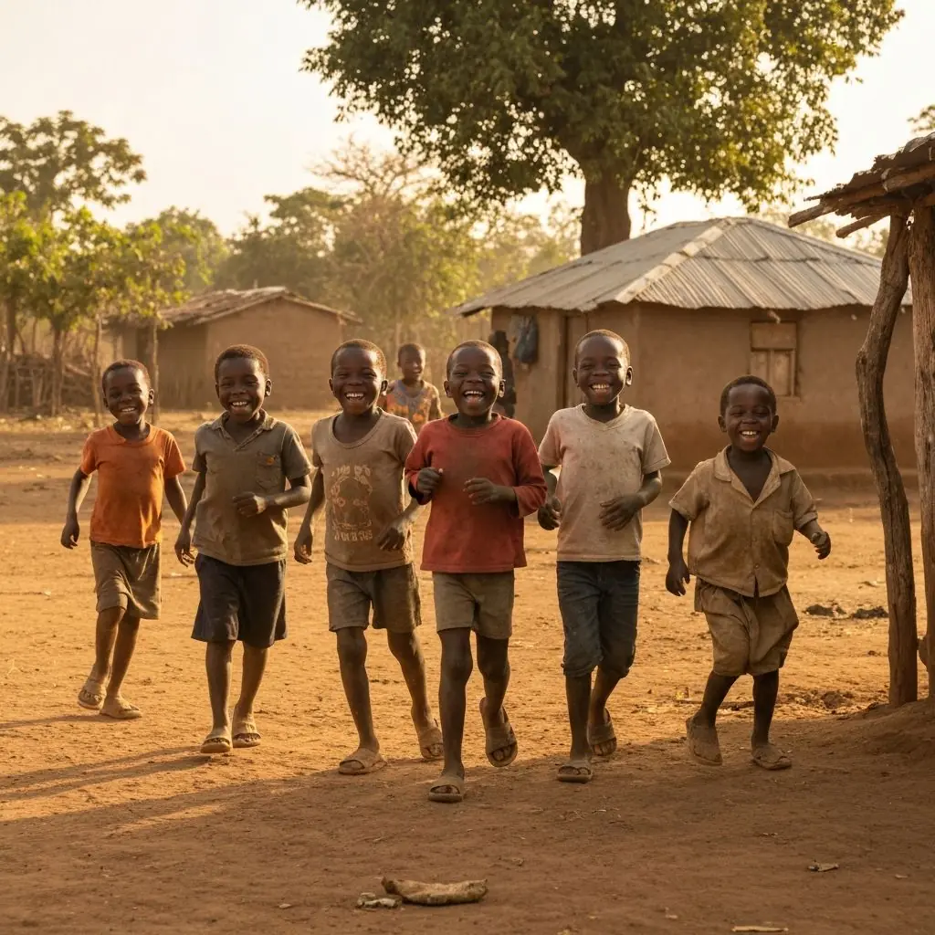 Enfants souriants dans la communaute